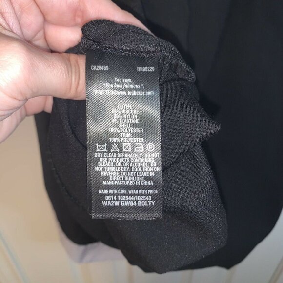 Ted Baker London Black Pink Bolty Drape Zipper Back Sleeveless Shift Dress Sz 6 - Picture 10 of 10